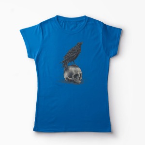 Tricou Cioară Craniu - Femei-Albastru Regal